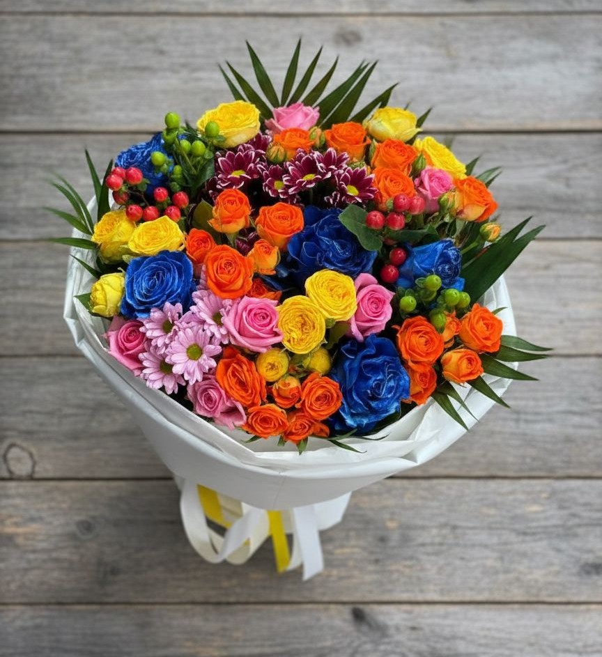 Букет цветов из: Розы и Хризантемы в Кармаскалы