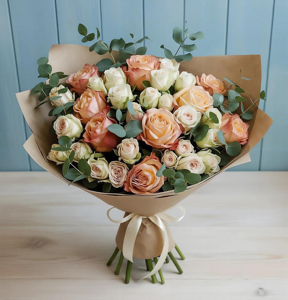 Букет цветов из: Альстромерии и Розы в Кармаскалы