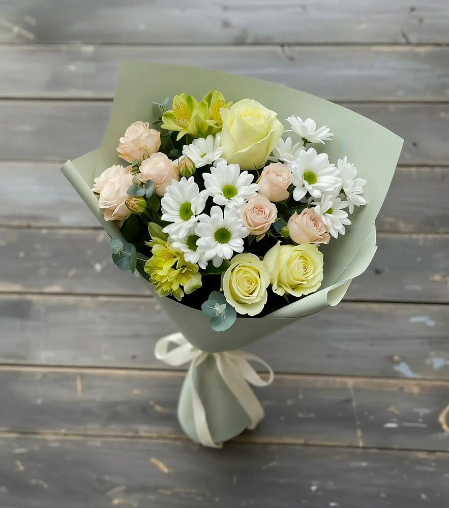 Букет цветов из: Альстромерии, Розы и Хризантемы в Кармаскалы