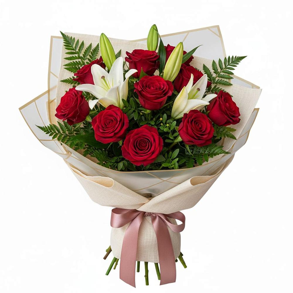 Букет цветов из: Лилии и Розы в Кармаскалы