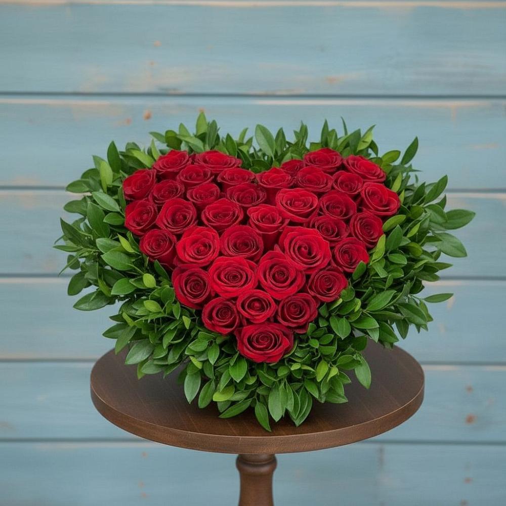 Цветочная композиция из Розы в виде сердца в Кармаскалы