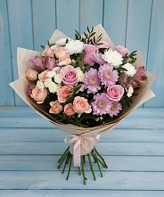 Букет цветов из:  Хризантемы, Розы и Альстромерии в Кармаскалы