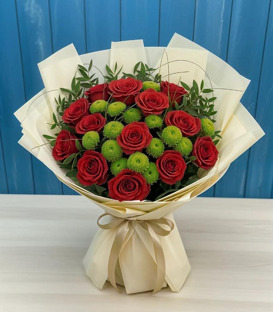 Букет цветов из: Розы и Хризантемы в Кармаскалы